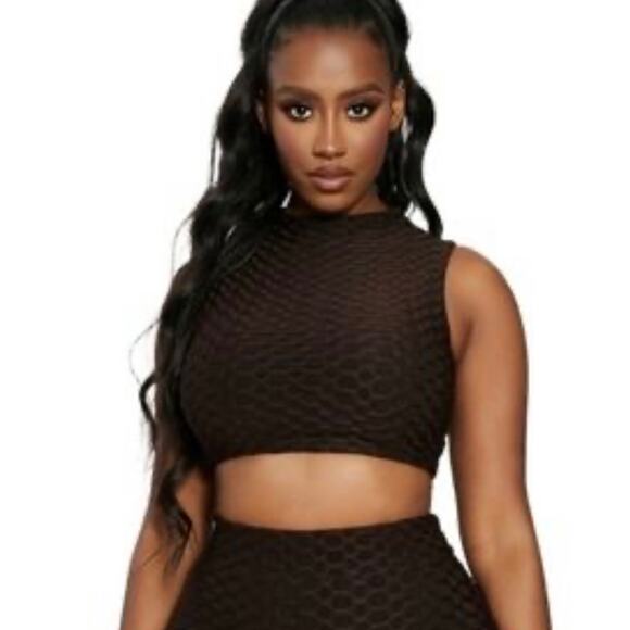 Naked Wardrobe Brown Crop Top - Picture 1 of 8